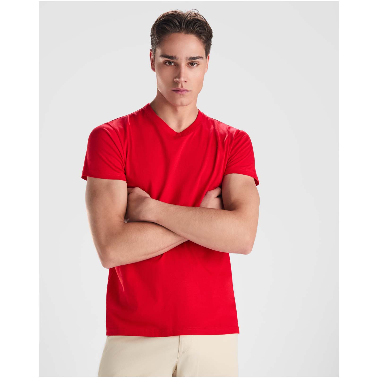 T-shirt de 155 g/m² Samoyedo à col en V et manches courtes pour homme